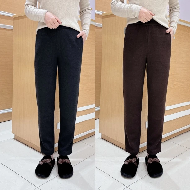 南韩休闲裤6-58758女士秋冬季松紧腰舒适保暖九分哈伦裤/长度90