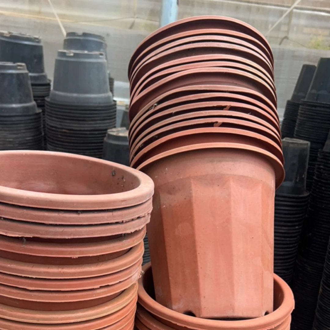 塑料旧花盆 红砖盆 24口径23高 树脂盆 PP材质（4个）