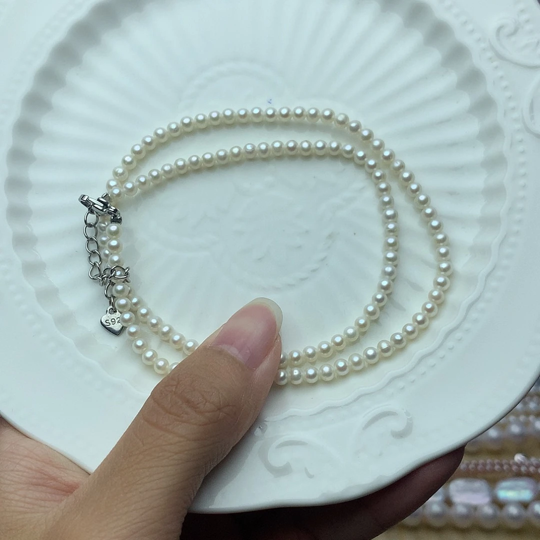 未镶嵌淡水珍珠3-4d14项链