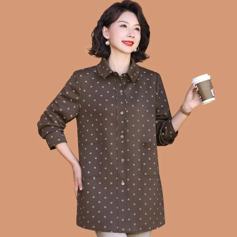 皮尔卡丹2025中老年妈妈装薄款女士外套春秋洋气时尚宽松大码衬衣