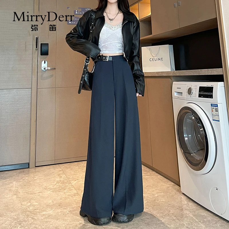 MirryDerr/弥笛简约百搭西装阔腿裤女2025秋季新款高腰垂感休闲裤