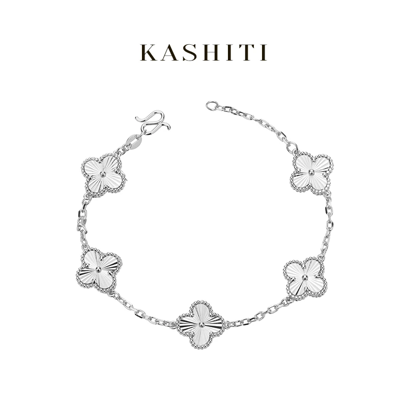 卡诗缇 足银手链 五花四叶草小幸运手链时尚百搭小众气质轻奢手饰