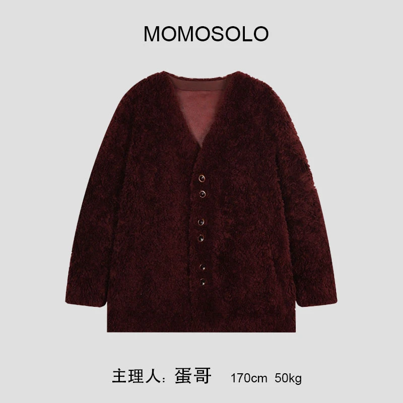 YM595时尚高级感V领秋冬绒感外套