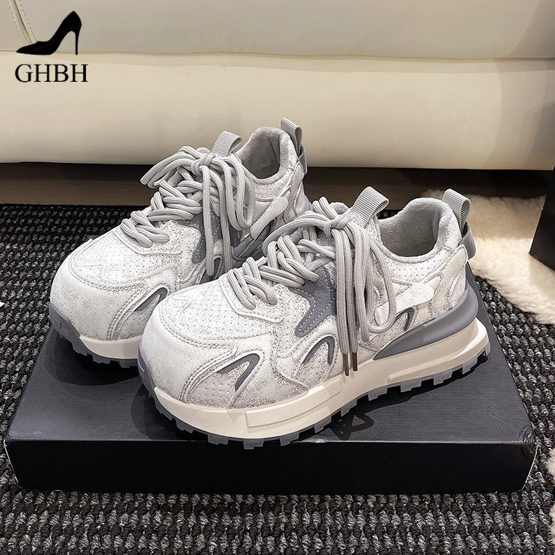 加绒老爹鞋女秋冬季新款百搭厚底增高欧美运动鞋加厚保暖棉鞋