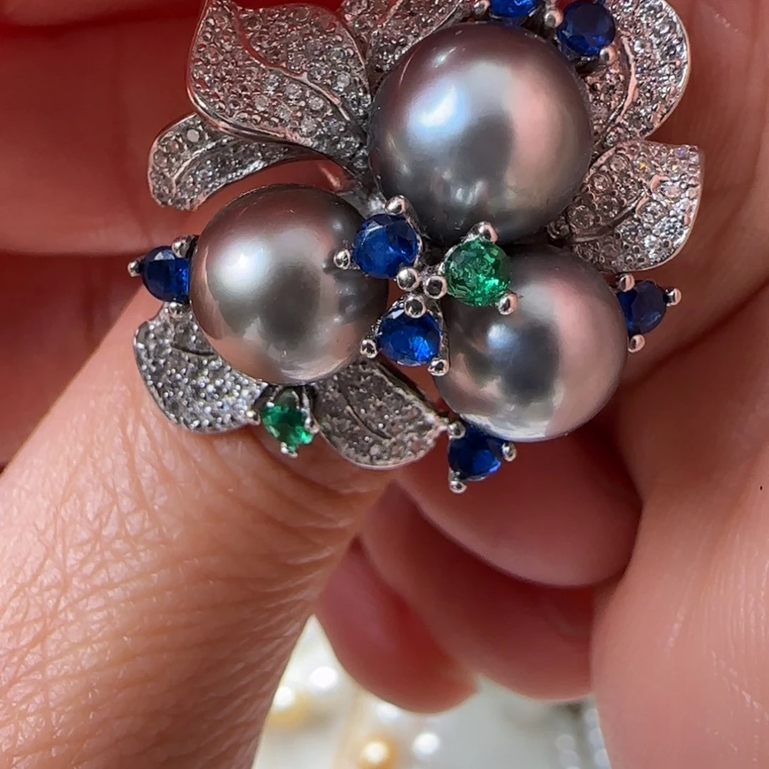 海水珍珠戒指银S925镶嵌