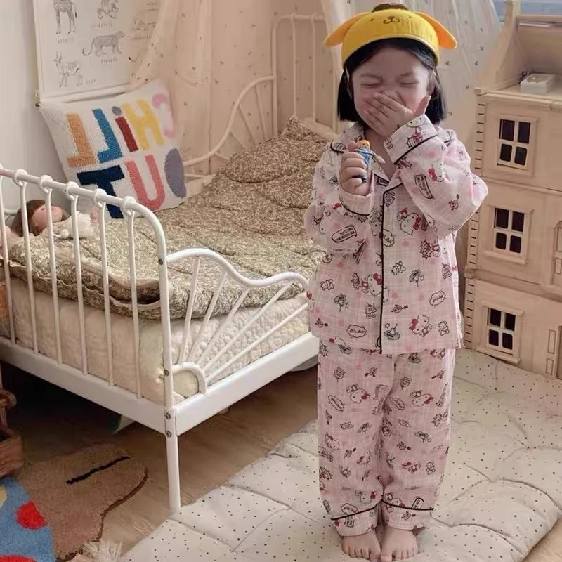 女童春秋季kt猫家居服套装女宝宝秋装长袖长裤睡衣儿童洋气童装潮