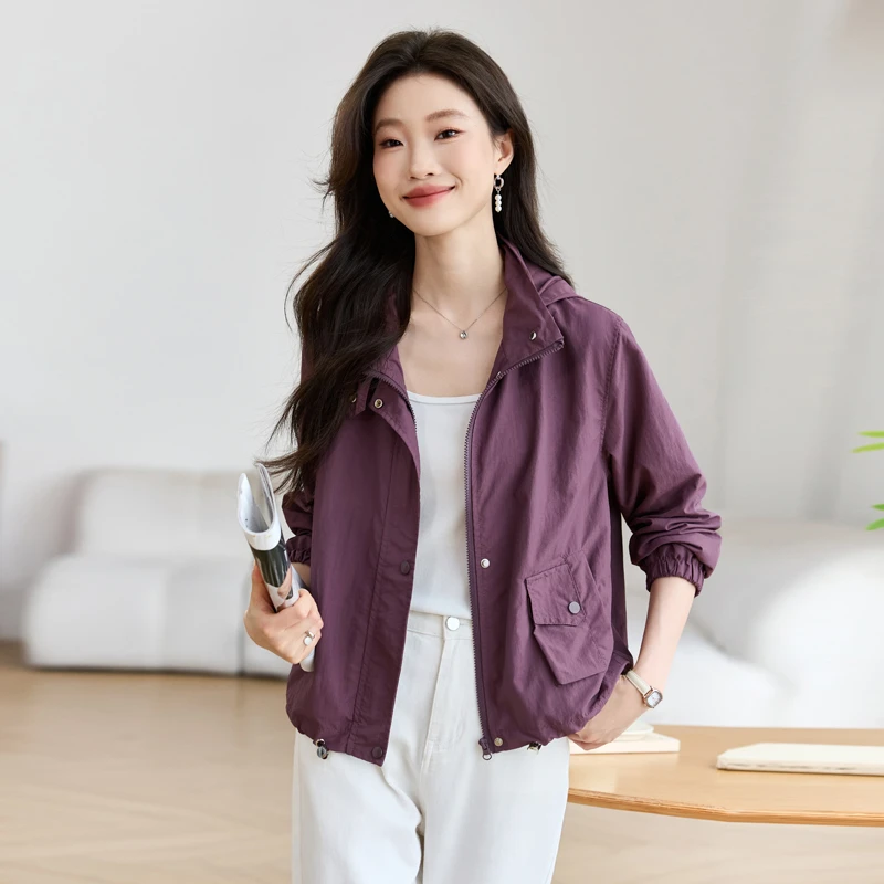 休闲连帽短外套女2025春秋新款韩版高端宽松大码洋气减龄夹克上衣