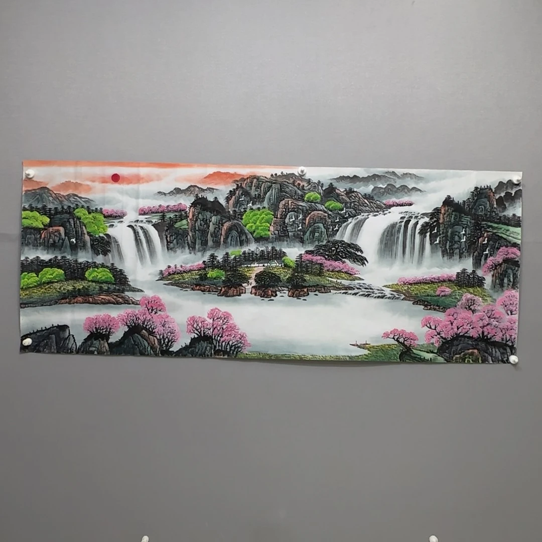 国画横幅六尺精品山水贾敏