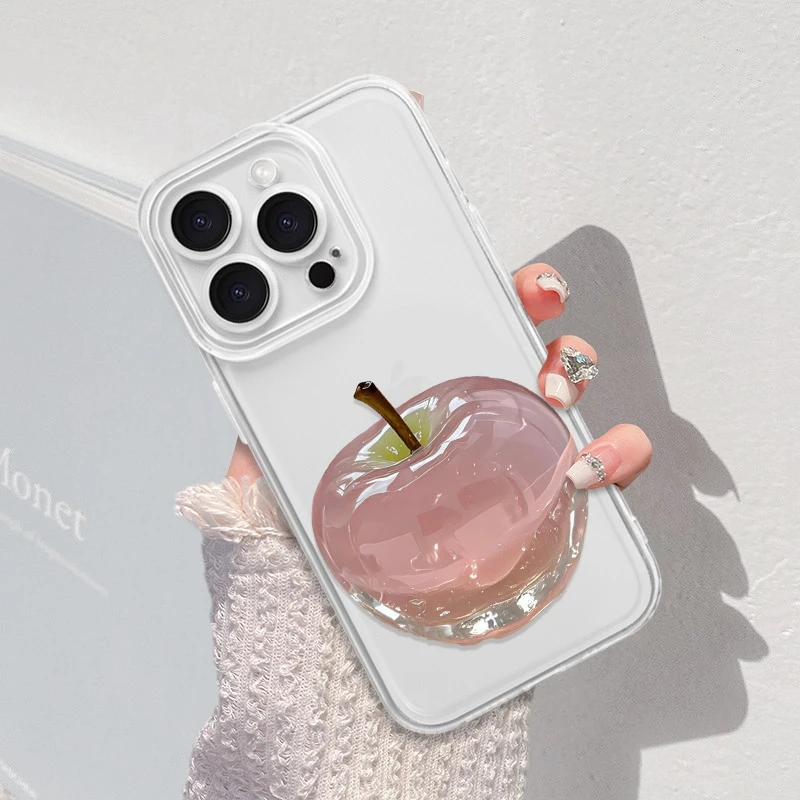 创意女款个性卡通水晶苹果适用16Plus壳iPhone15PROMAX新款//女