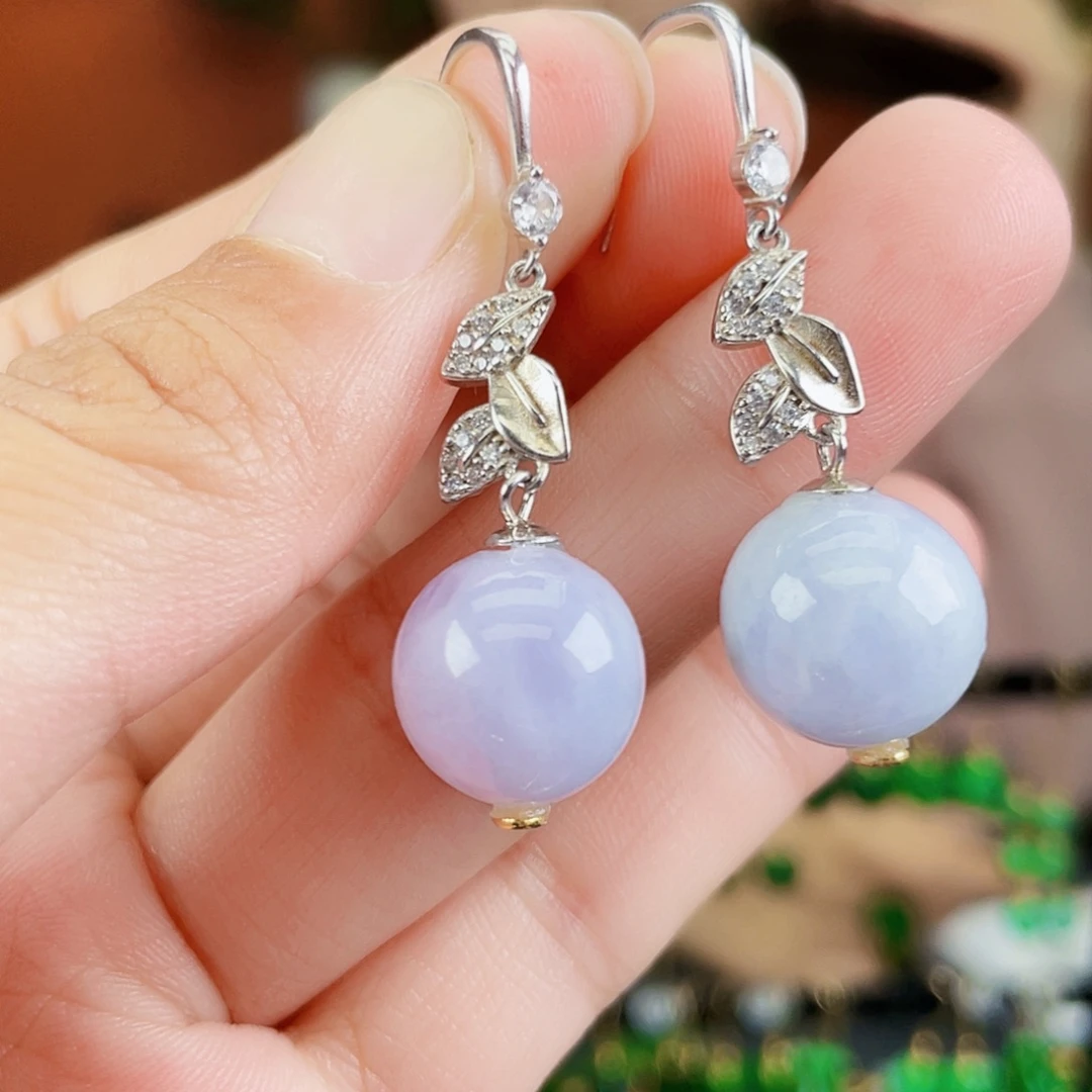 翡翠银S925镶嵌耳饰