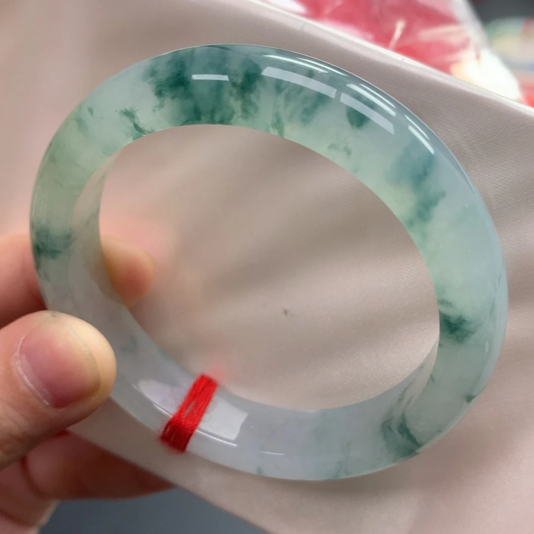 翡翠未镶嵌手镯12号完美蓝冰飘