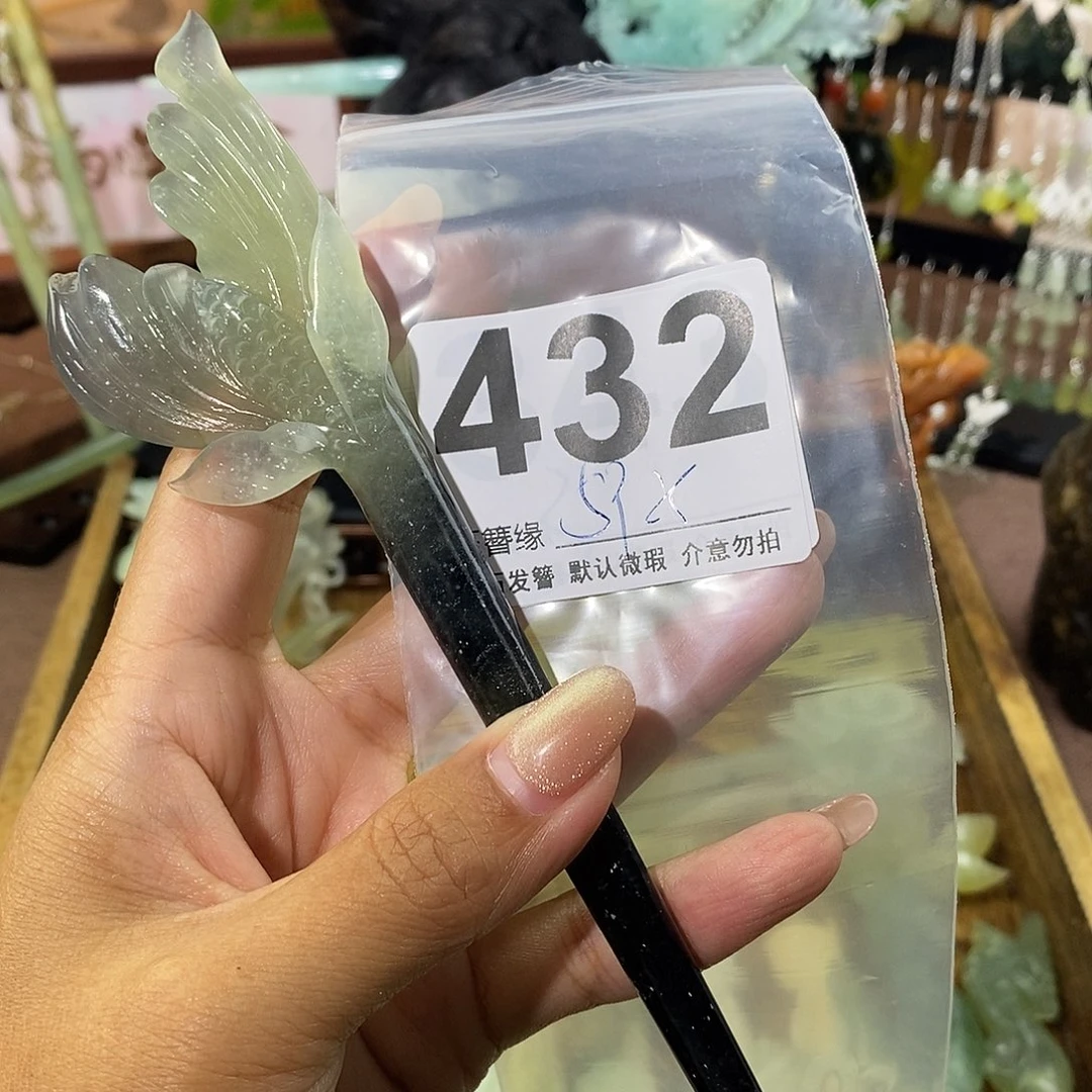 橘***柚蛇纹石玉未镶嵌发饰