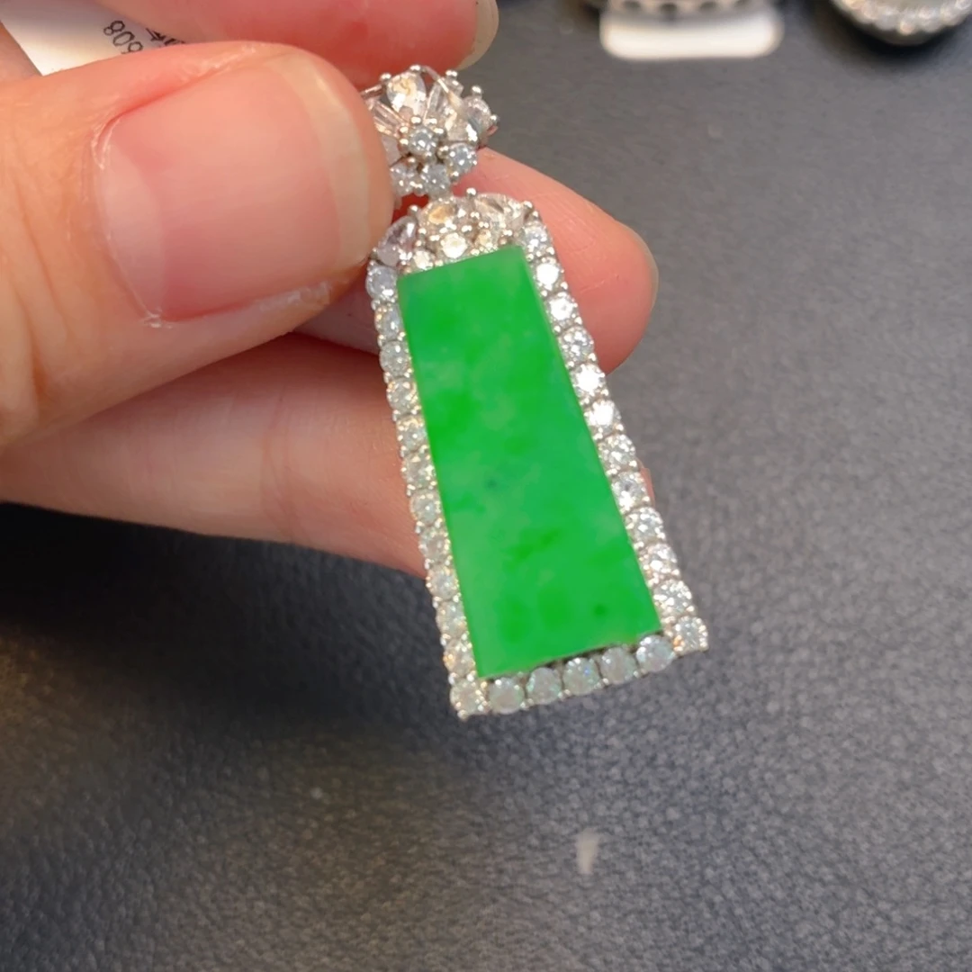 翡翠银S925镶嵌吊坠(不含链)