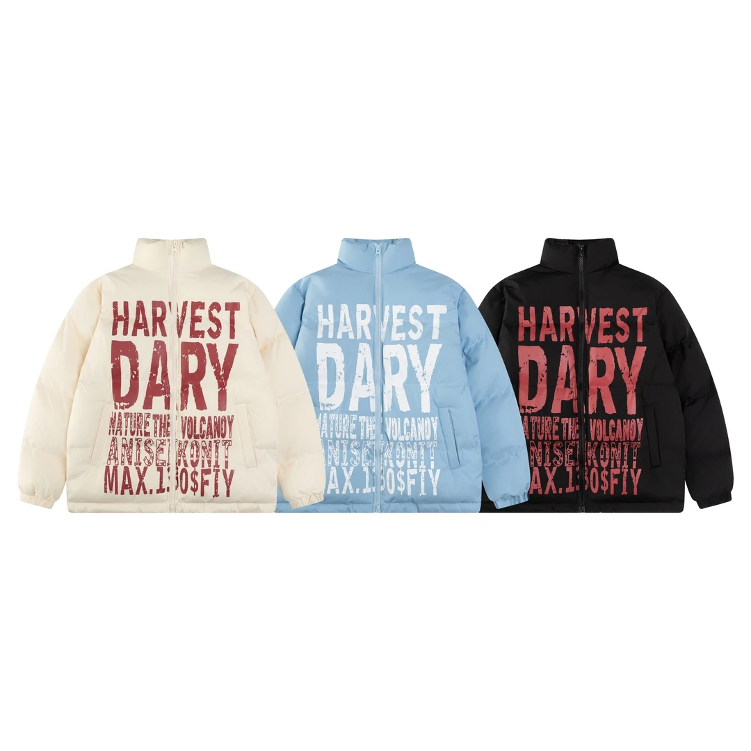 保暖字母棉衣潮流秋冬印花百搭宽松加厚棉服国潮立领休闲情侣6161