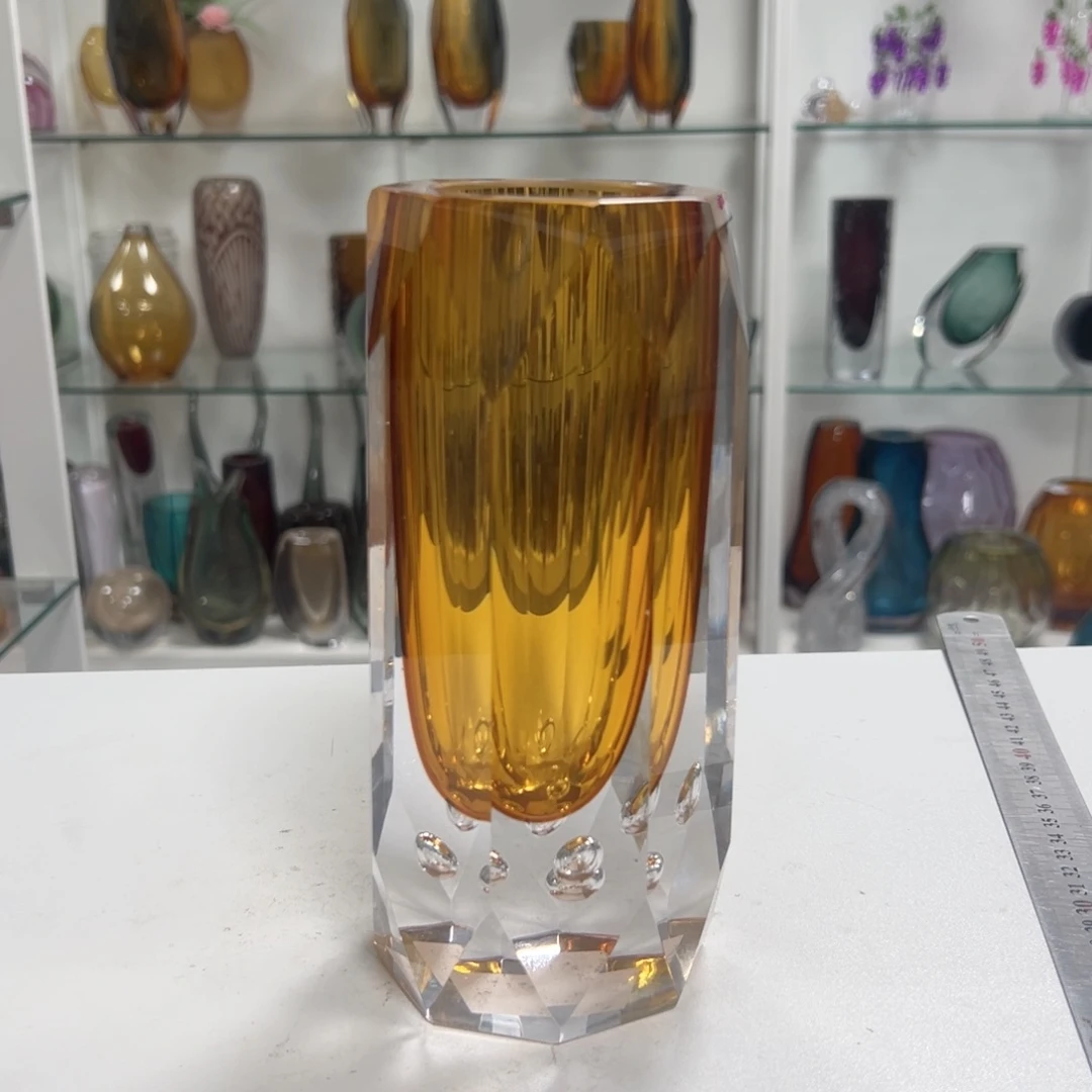 幻彩琉璃花瓶花器纯手工痕迹高度21