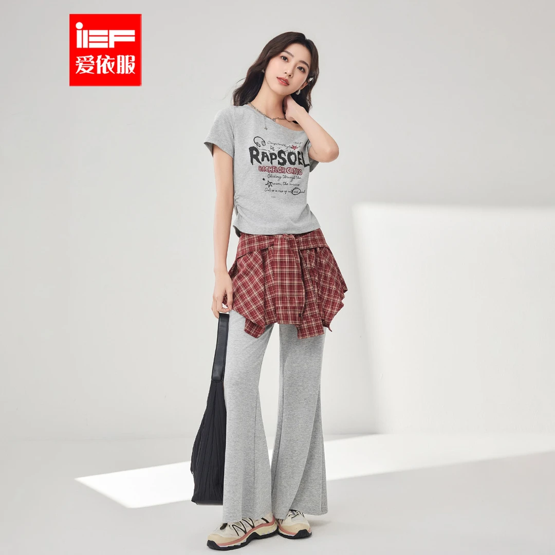 IEF/爱依服套装2025夏秋新款美式休闲运动风设计感上下套裤流光风