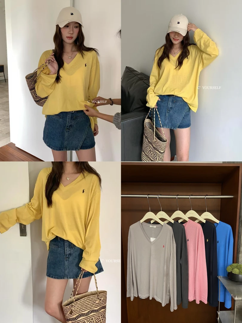 【NO退NO换】福秒-小马刺绣！V领防晒T恤（CYW360#）CY