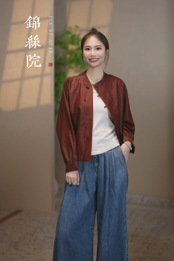 锦丝院【红相思】设计师休闲百搭长袖时尚短外套6576517