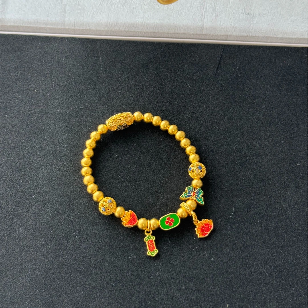 足银手链 珐琅珠手串时尚精美百搭