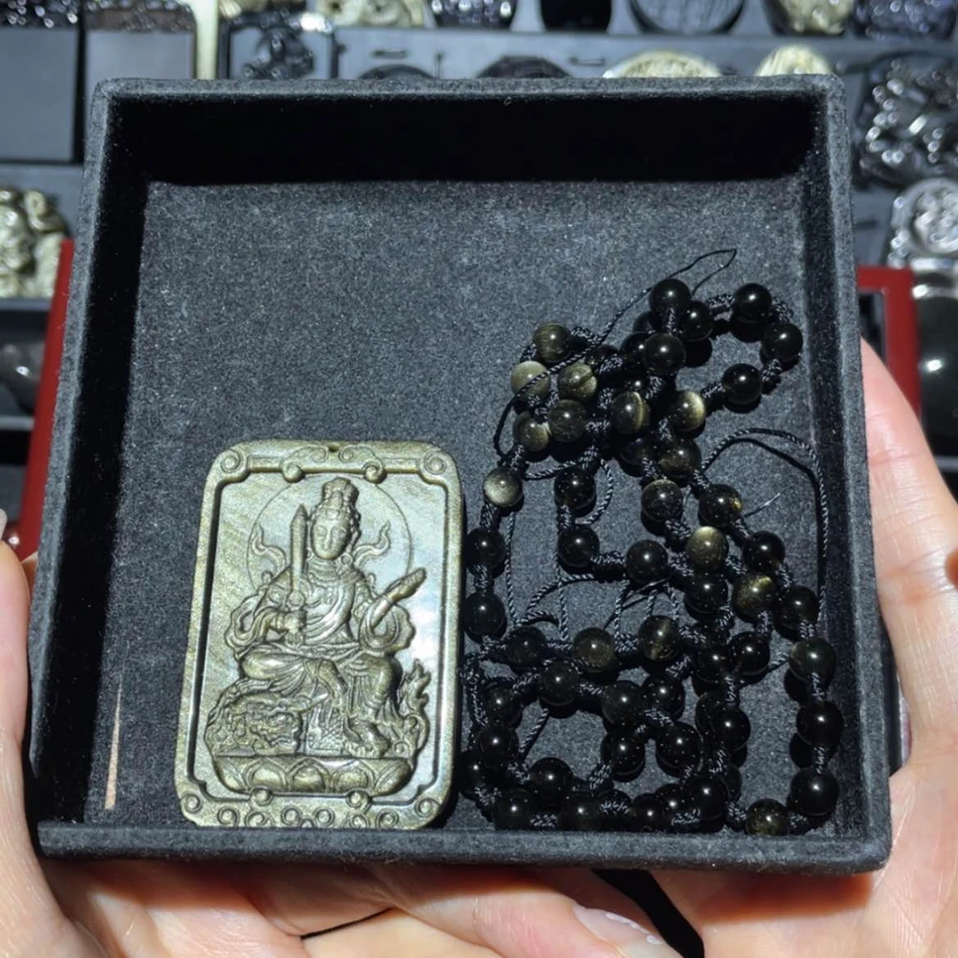 【闪购商品】未镶嵌黑曜岩套链像***美