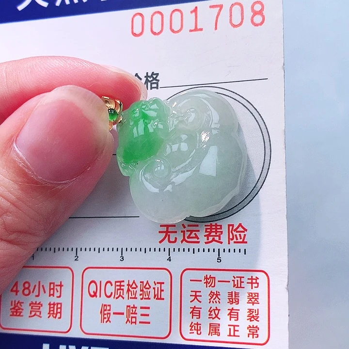 翡翠18K金镶嵌颈饰吊坠