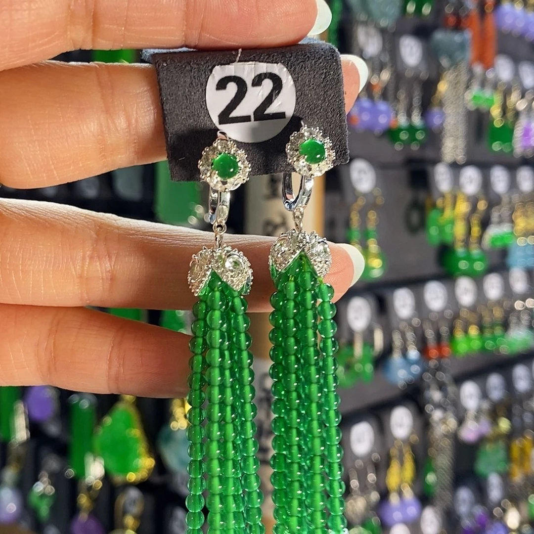 银S925镶嵌翡翠耳饰22