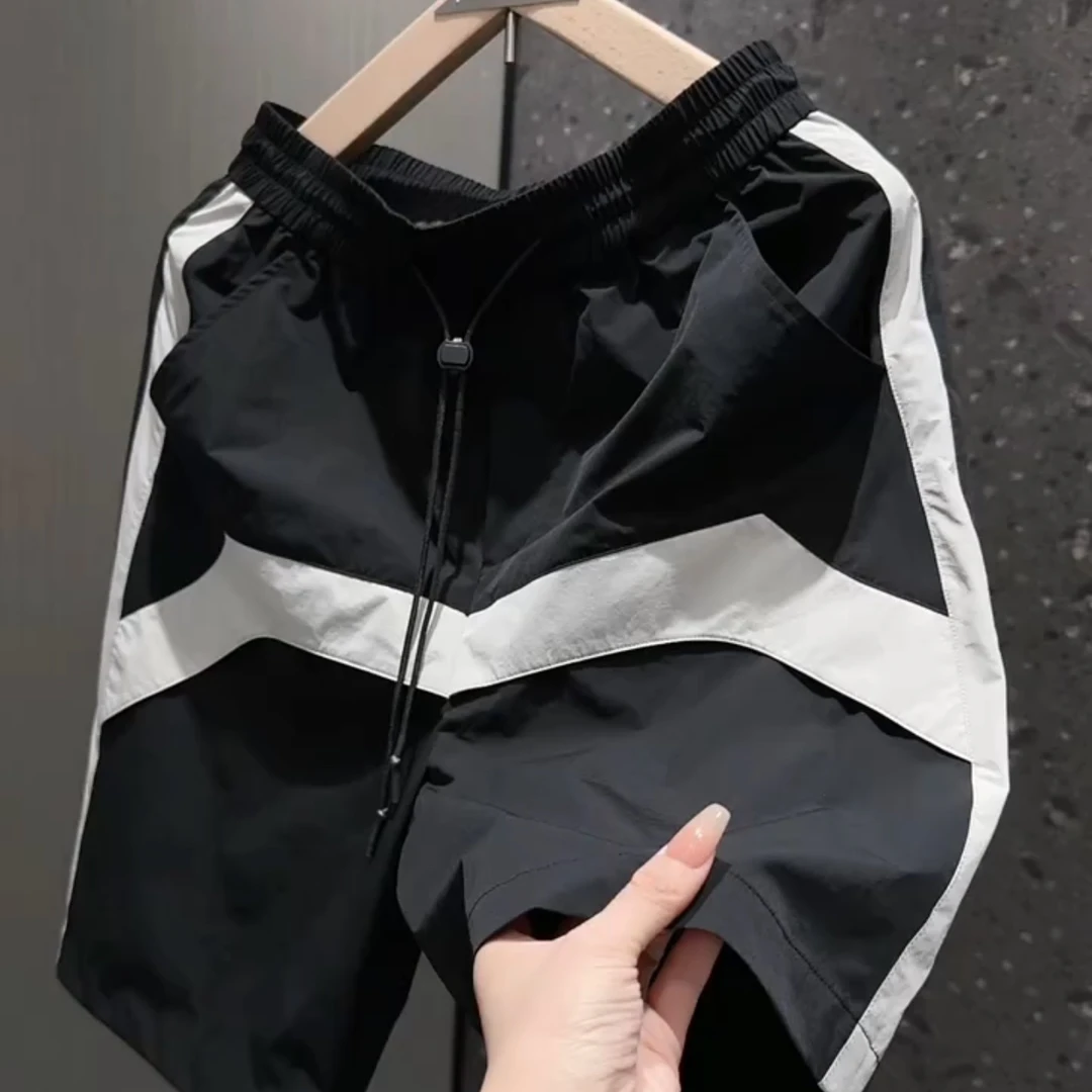 2025夏季拼接百搭透气凉感速干五分裤男士纯色运动百搭短裤情侣款