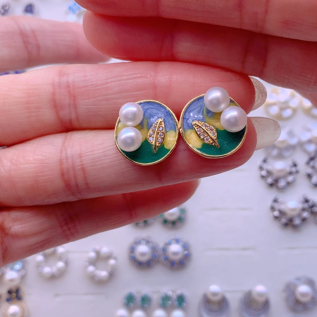 淡水珍珠耳饰合金