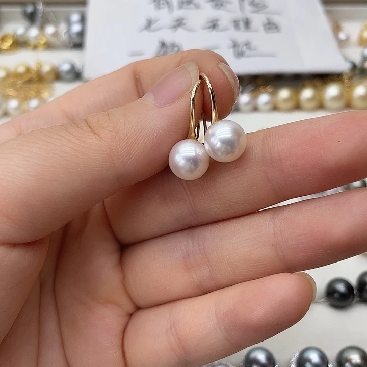 银S925镶嵌海水珍珠耳饰