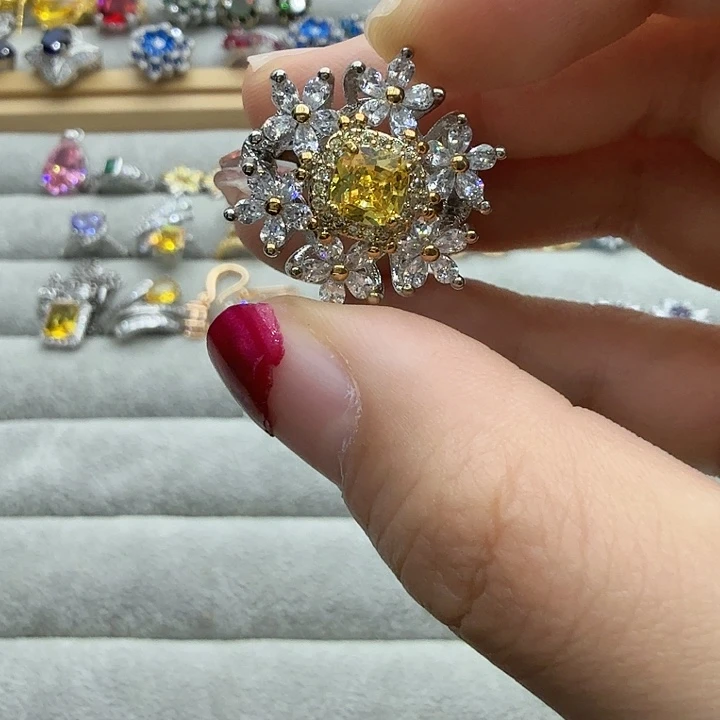 烟晶戒指银S925镶嵌