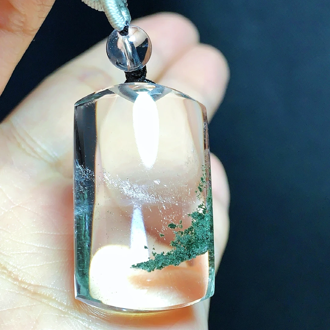 东海水晶天然绿幽灵水晶吊坠毛衣链平安无事绿幽灵纯天然100%真品