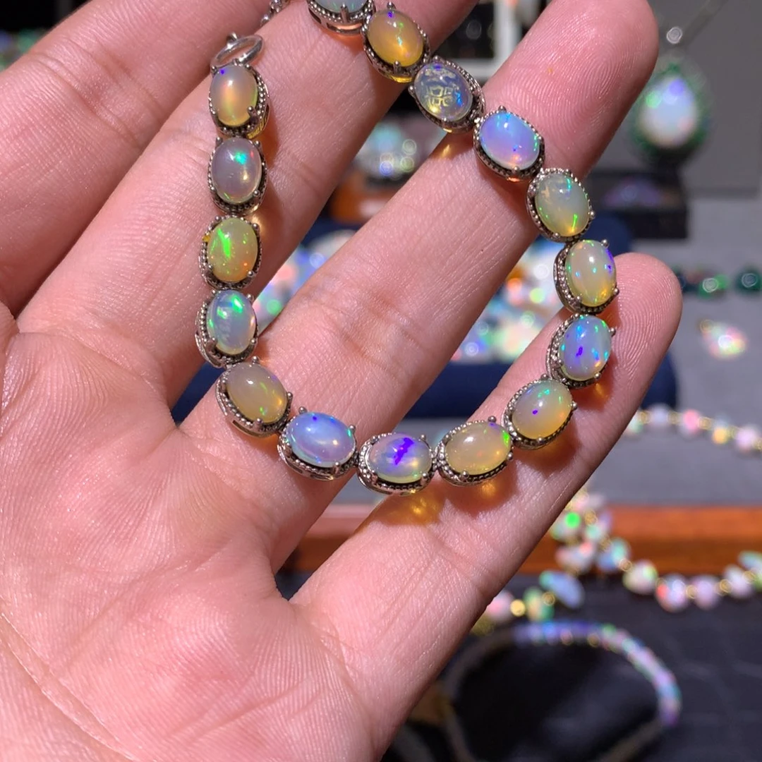 欧泊银S925镶嵌欧泊手链