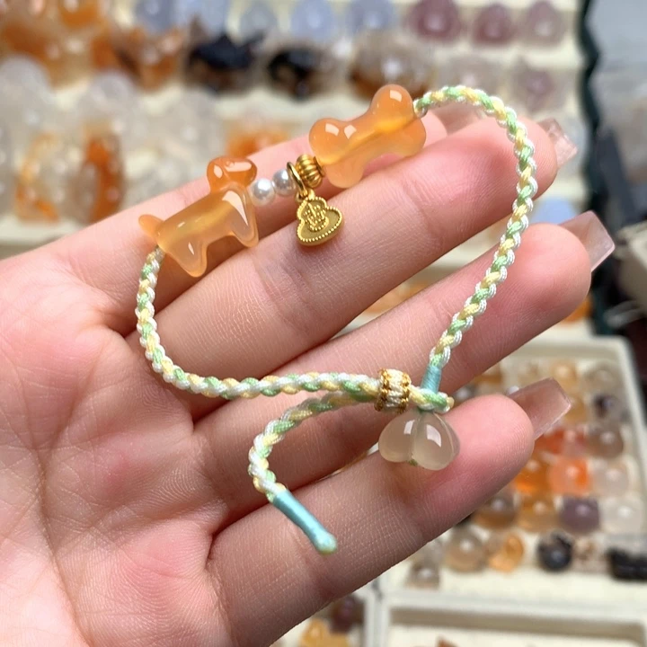 玛瑙/玉髓未镶嵌玛瑙腊肠狗手绳