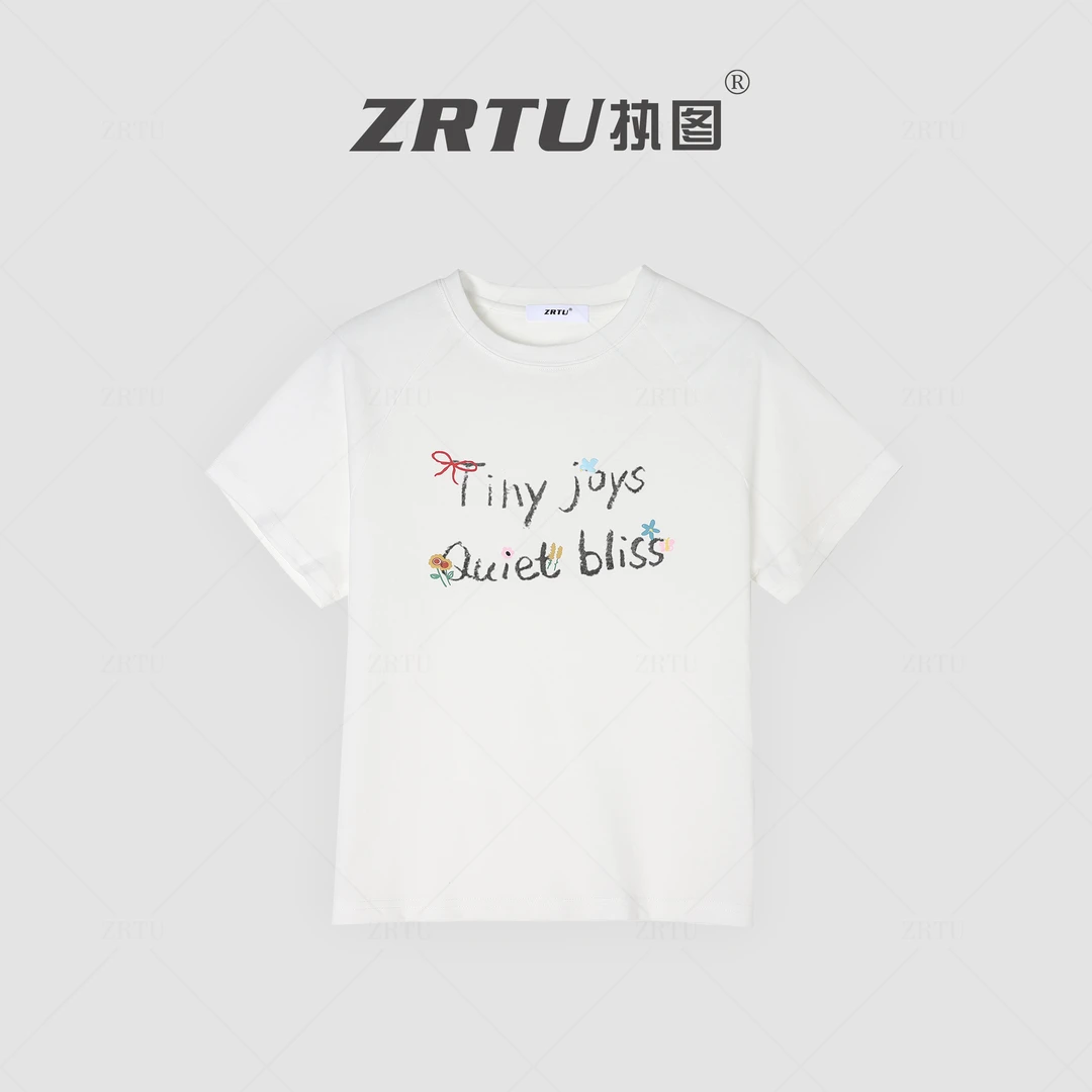 【雪莉专属】ZRTU/执图宽松抗皱印花字母休闲圆领T恤时尚T恤1851