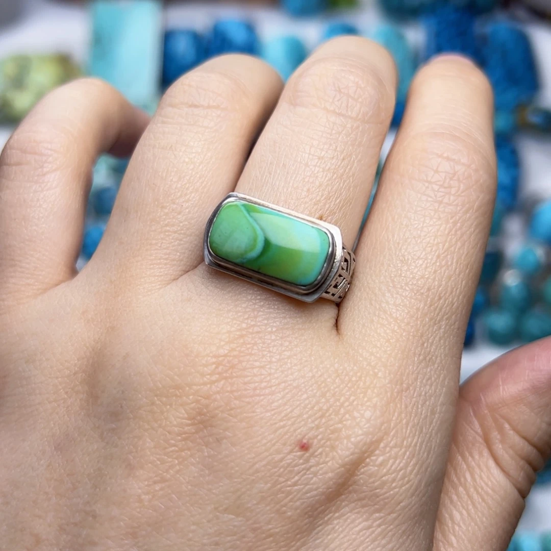 绿松石珠宝奇石银S925镶嵌