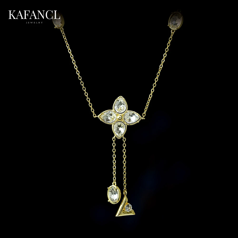 红楼    镀K金 老花唯美镶嵌项链 ZH-B303