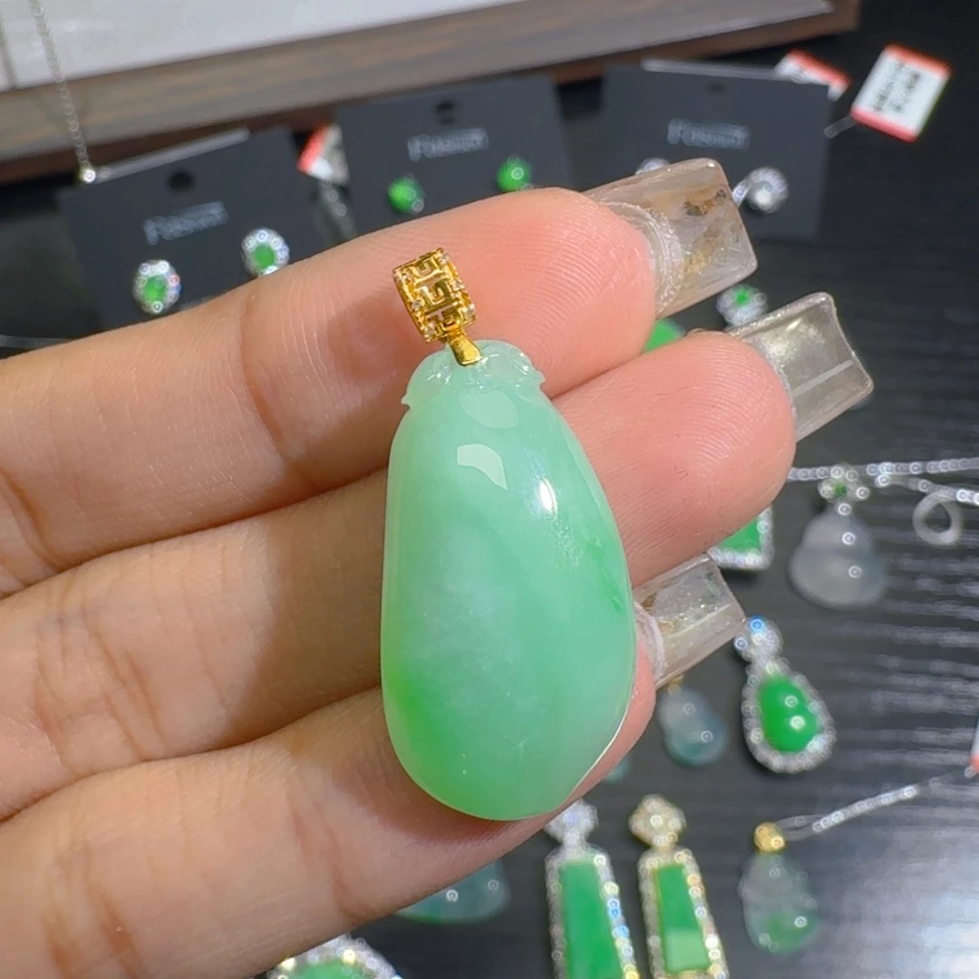 ****3翡翠18K金镶嵌吊坠(不含链)