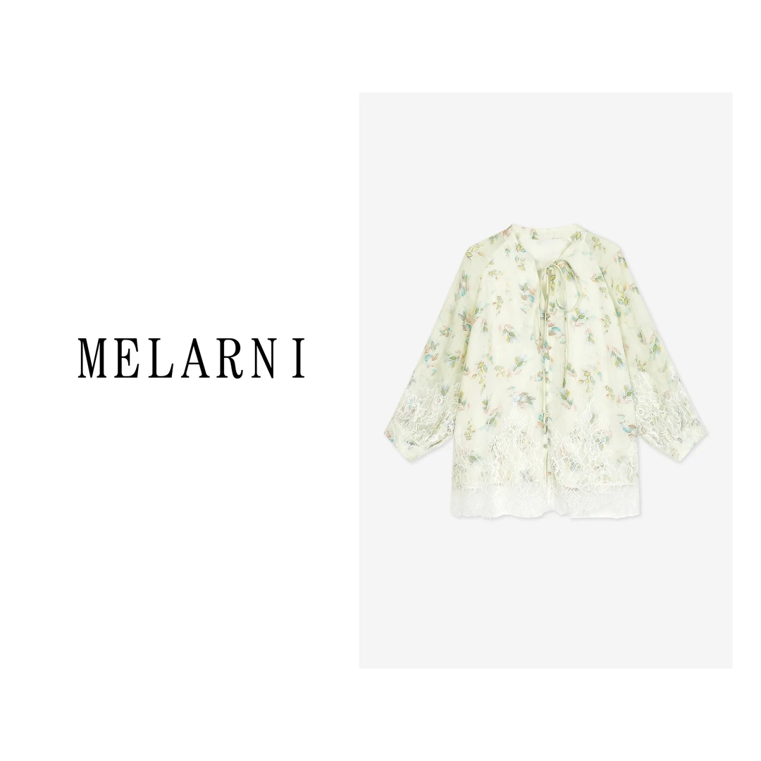 【MELARNI】微胖大码显瘦碎花衬衫时尚休闲夏季提花满印MLN11957