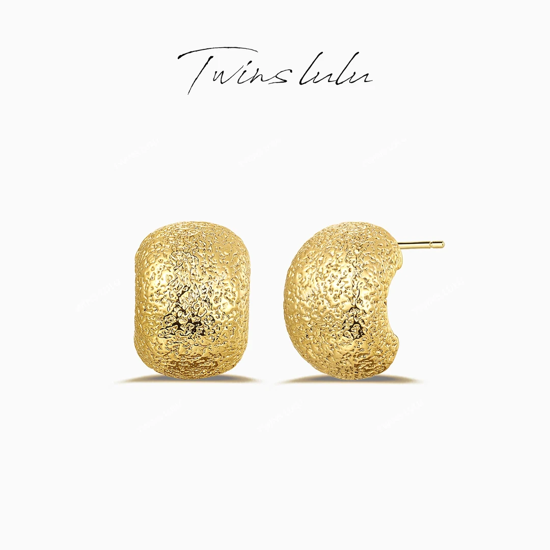 TWINS LULU 流光风 秋上新个性百搭时尚手工锤纹c形耳环TSL1499