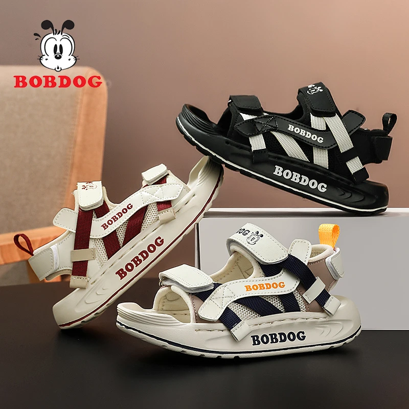 巴布豆男童露趾沙滩凉鞋2025夏季新款中大童女童休闲软底运动鞋潮