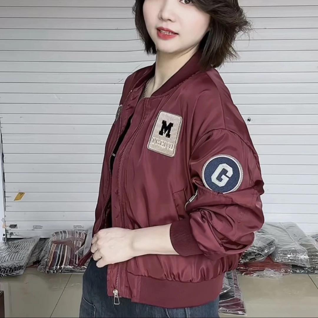 春季新款美式复古休闲2025棒球外套女宽松小个子夹克短款春秋上衣