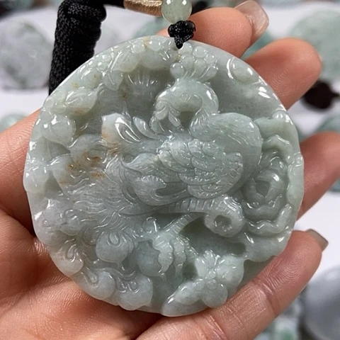 翡翠颈饰未镶嵌龙凤呈祥两面工福利