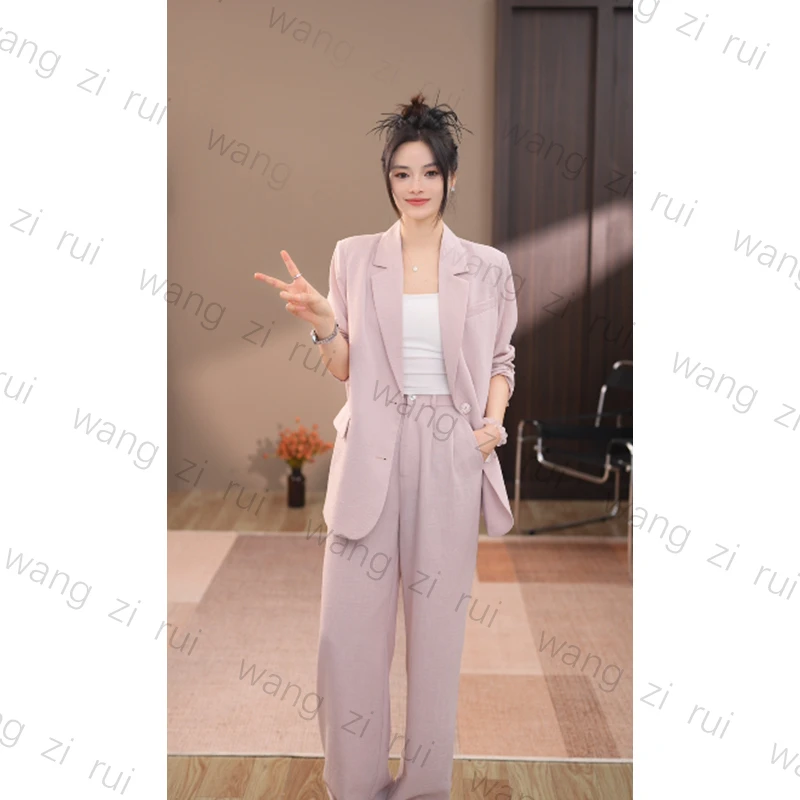 【25119】2025年夏季新款西装外套女套装薄款麻料西服