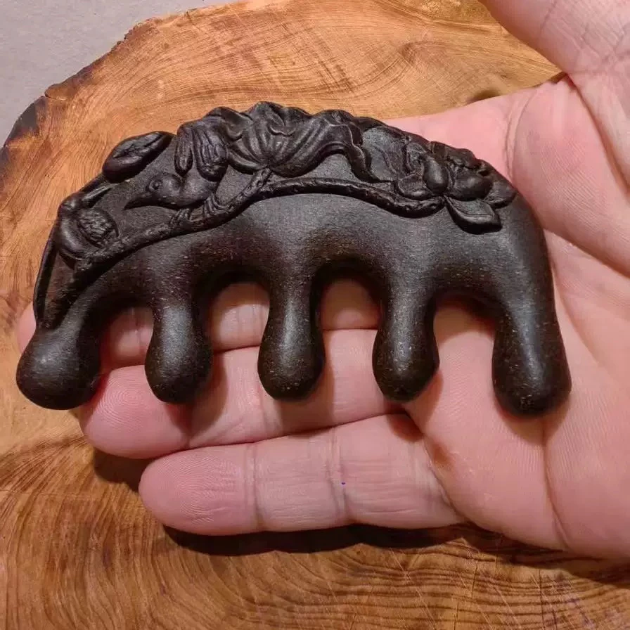 何首乌香梳发梳便携梳头鸳鸯戏荷古法手作合香可用于头部经络梳