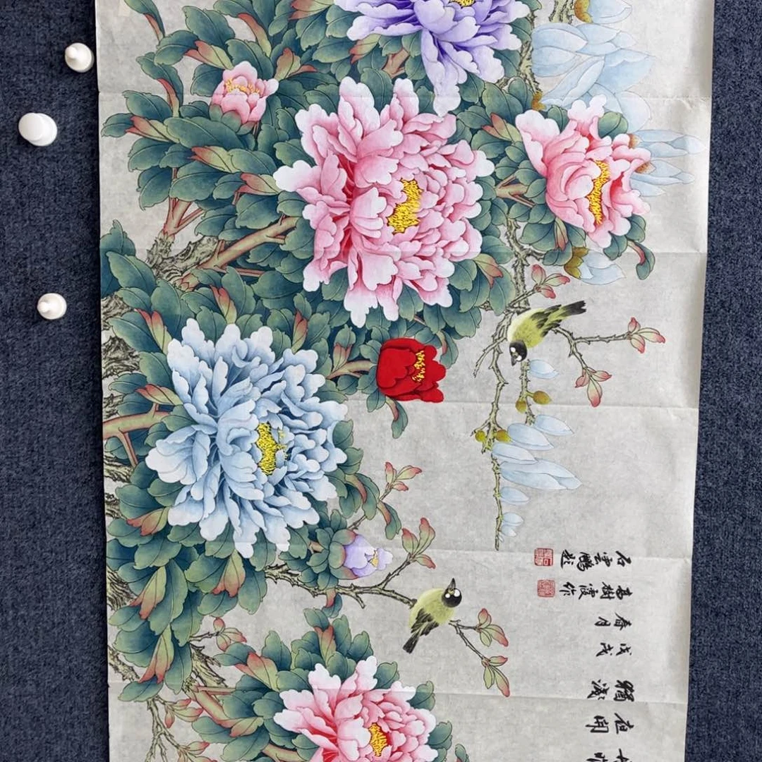 国画纯手绘无边框作品