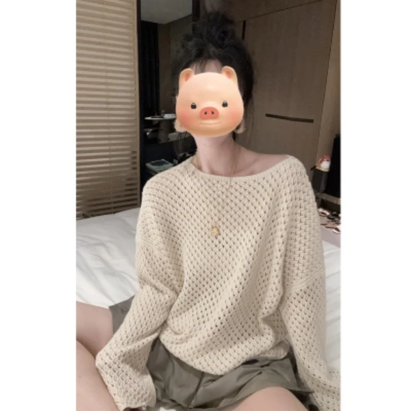 粗针镂空系带半身短裙纯色韩系时髦洋气叠穿造型屁帘小众设计时尚