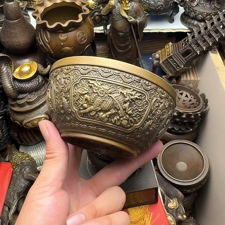 原矿 风魔铜藏收铜摆件