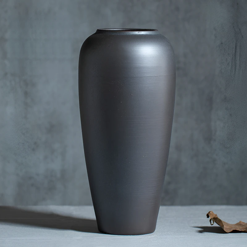 景德镇陶瓷花瓶摆件装饰客厅新中式玄关插花水养器复古粗陶罐花盆