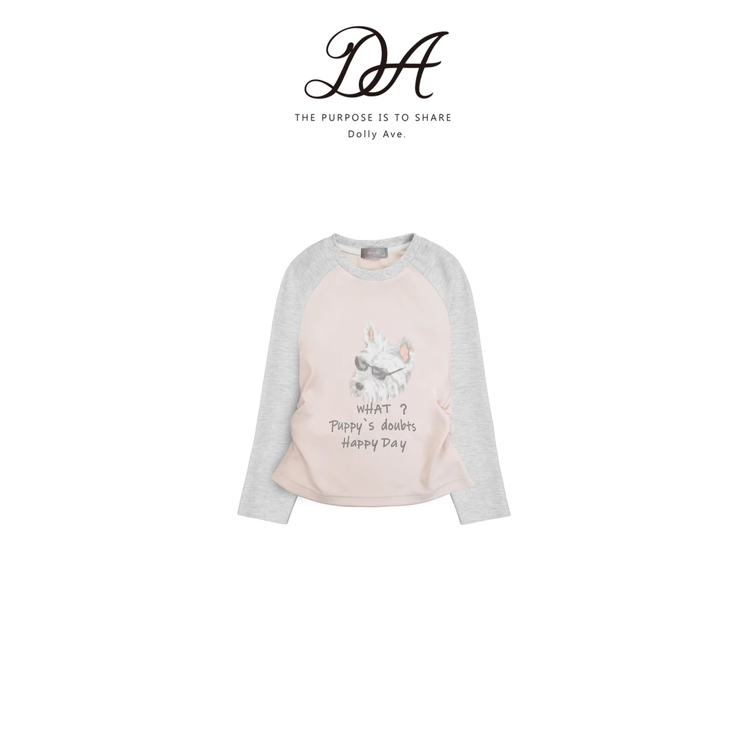 Dolly Ave 「少女系列」高定优可丝混纺小狗收腰插肩女童T恤