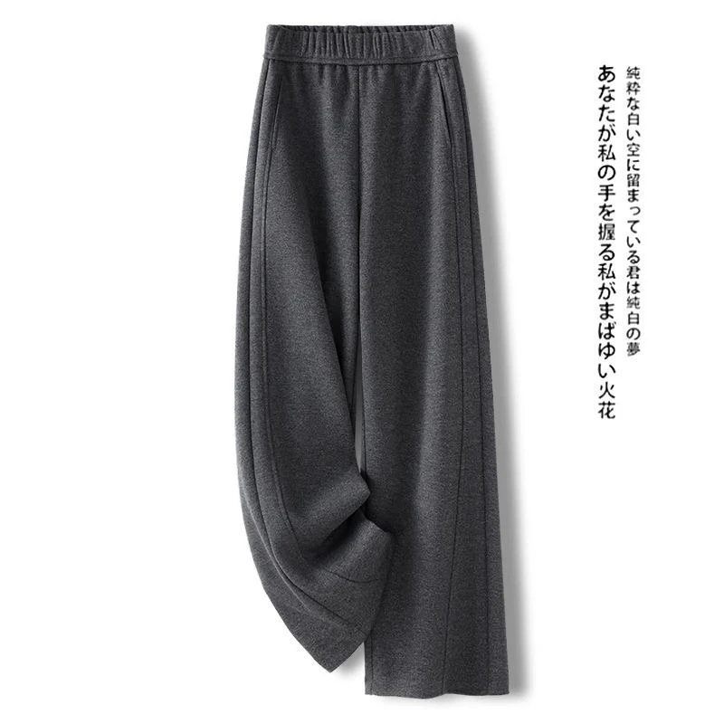 2025秋冬新款加绒加厚窄版阔腿裤女款胖mm显瘦裤子休闲直筒裤